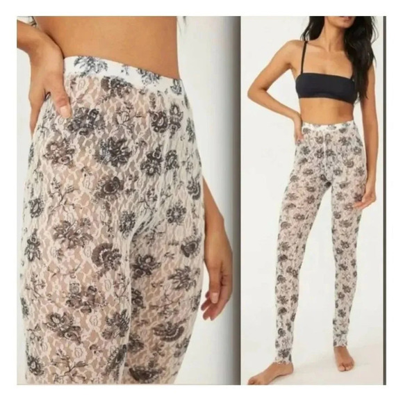 Free People Intimately Layered In Lace Leggings In Chamoix Combo Sz M - Picture 1 of 11